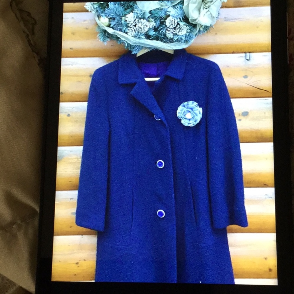 VINTAGE BLUE Wool COAT OOAK Sweet Sz 10